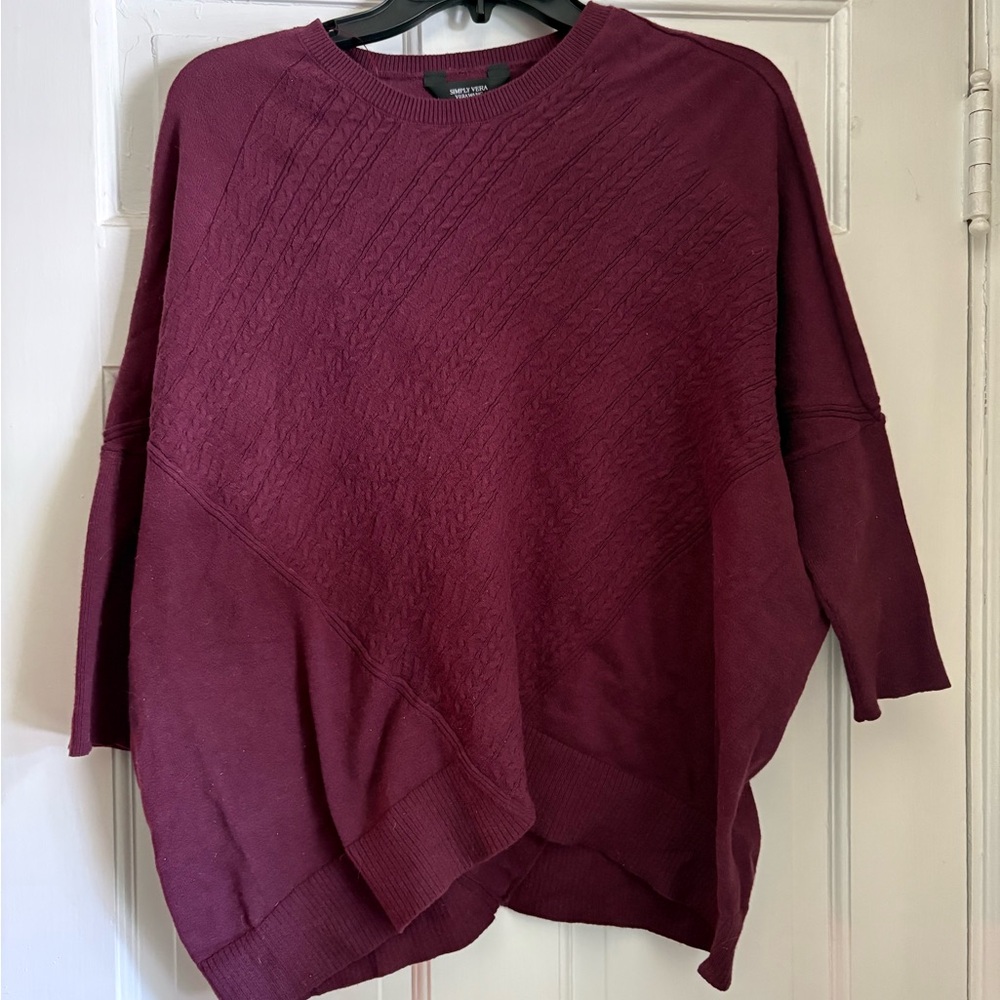 Simply Vera Vera Wang Plum Cable Knit Top